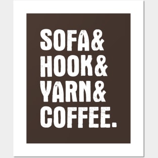 Sofa, hook, yarn & coffee Posters and Art